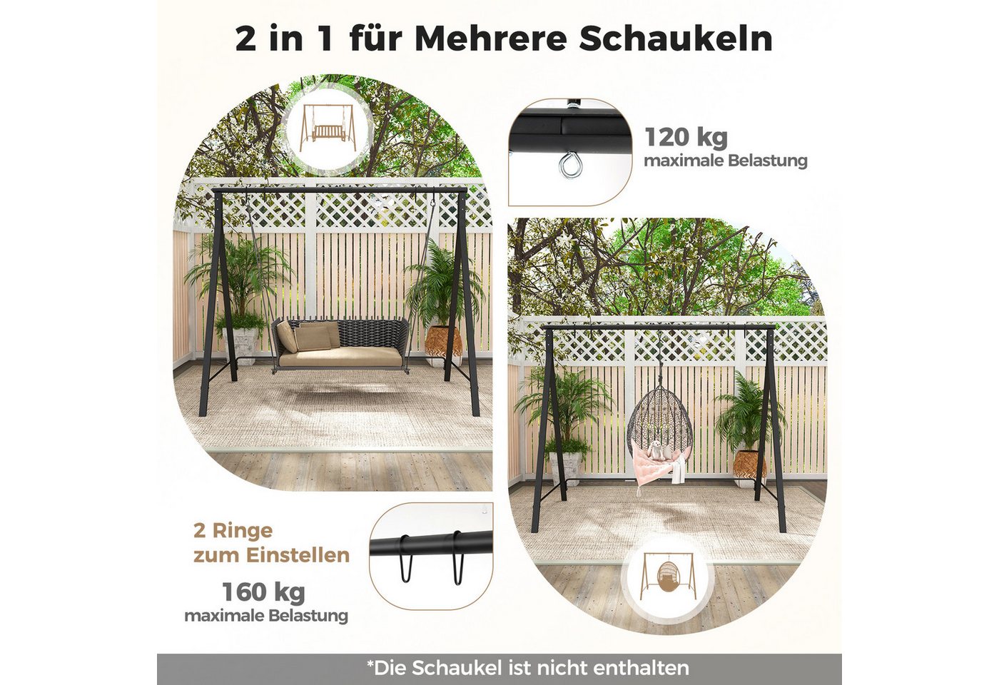 KOMFOTTEU Schaukelgestell, aus Metall bis zu 120/160kg Bild 5
