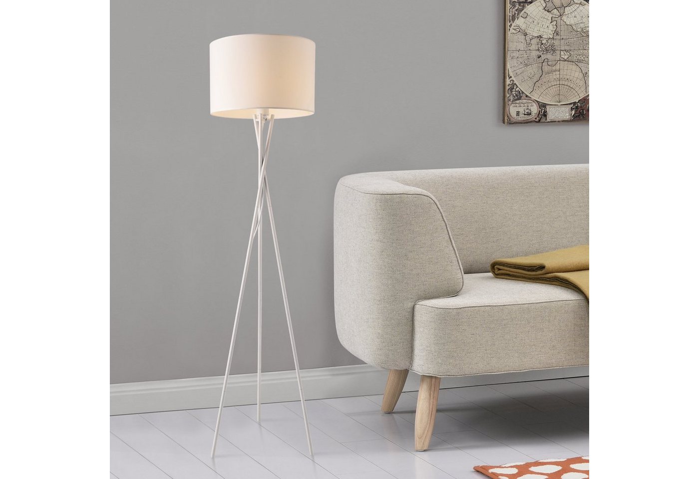 lux.pro Stehlampe, ohne Leuchtmittel, »Grenoble« Stehleuchte 154cm Dreifuß Weiß Bild 3