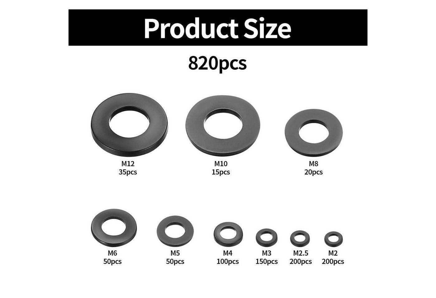 LuxusKollektion Unterlegscheibe Unterlegscheiben Nylon Distanzhülsen M2 M3 M4 M5 M6 M8 M10 schwarz Bild 4