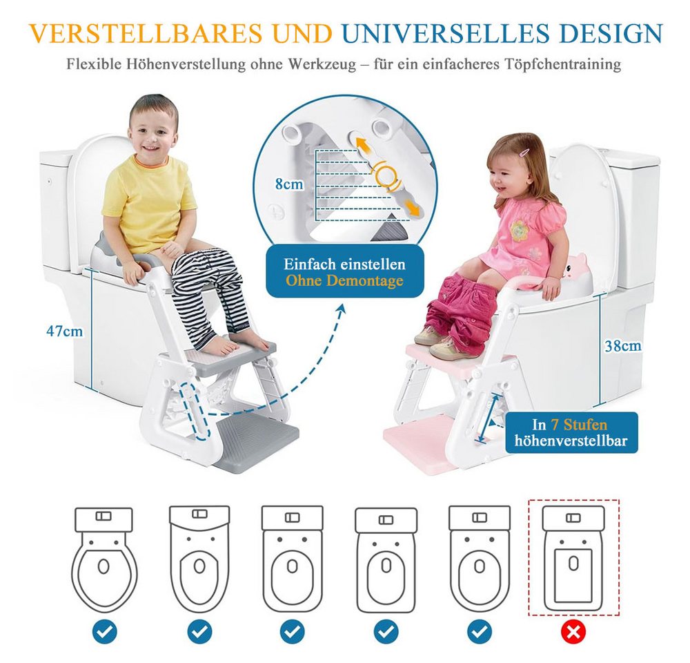 AFKSMILE Toilettentrainer Toilettensitz Kinder mit Treppe, Kindertoilette für Jungen und Mädchen
