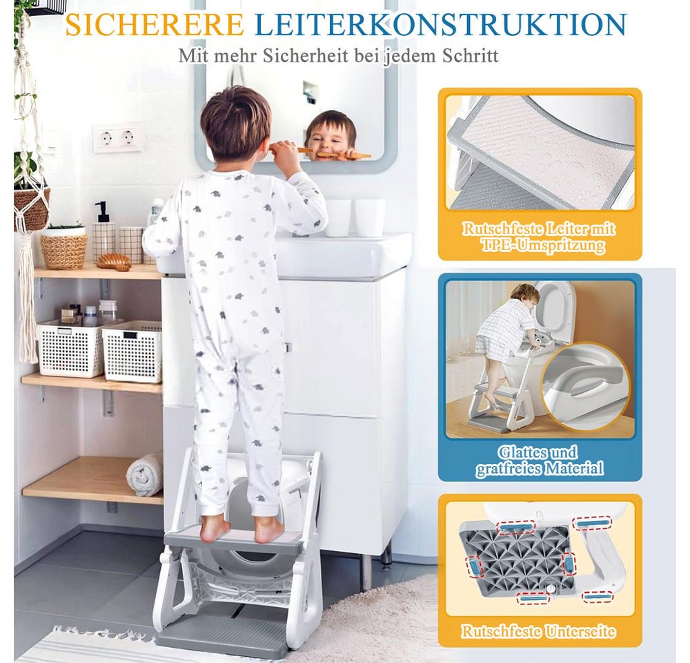 AFKSMILE Toilettentrainer Toilettensitz Kinder mit Treppe, Kindertoilette für Jungen und Mädchen Bild 3