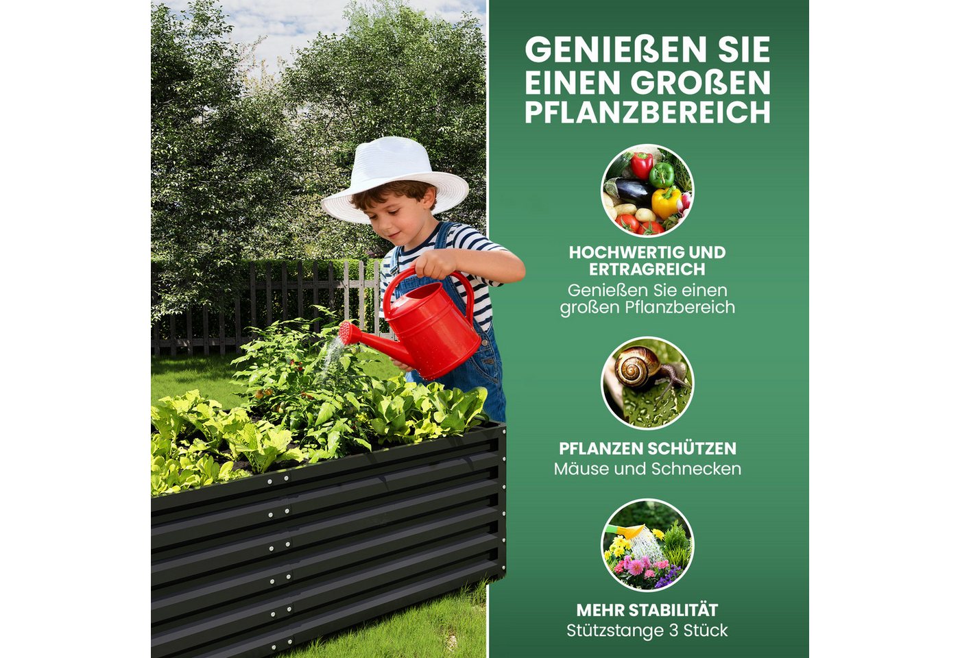 UDPATIO Hochbeet Metall, Zink-Aluminium Freistehendes Hochbeete für Garten und Balkon (2 St), 960 L Pflanzkasten für Garten, 180 x 60 x 90 cm Bild 3