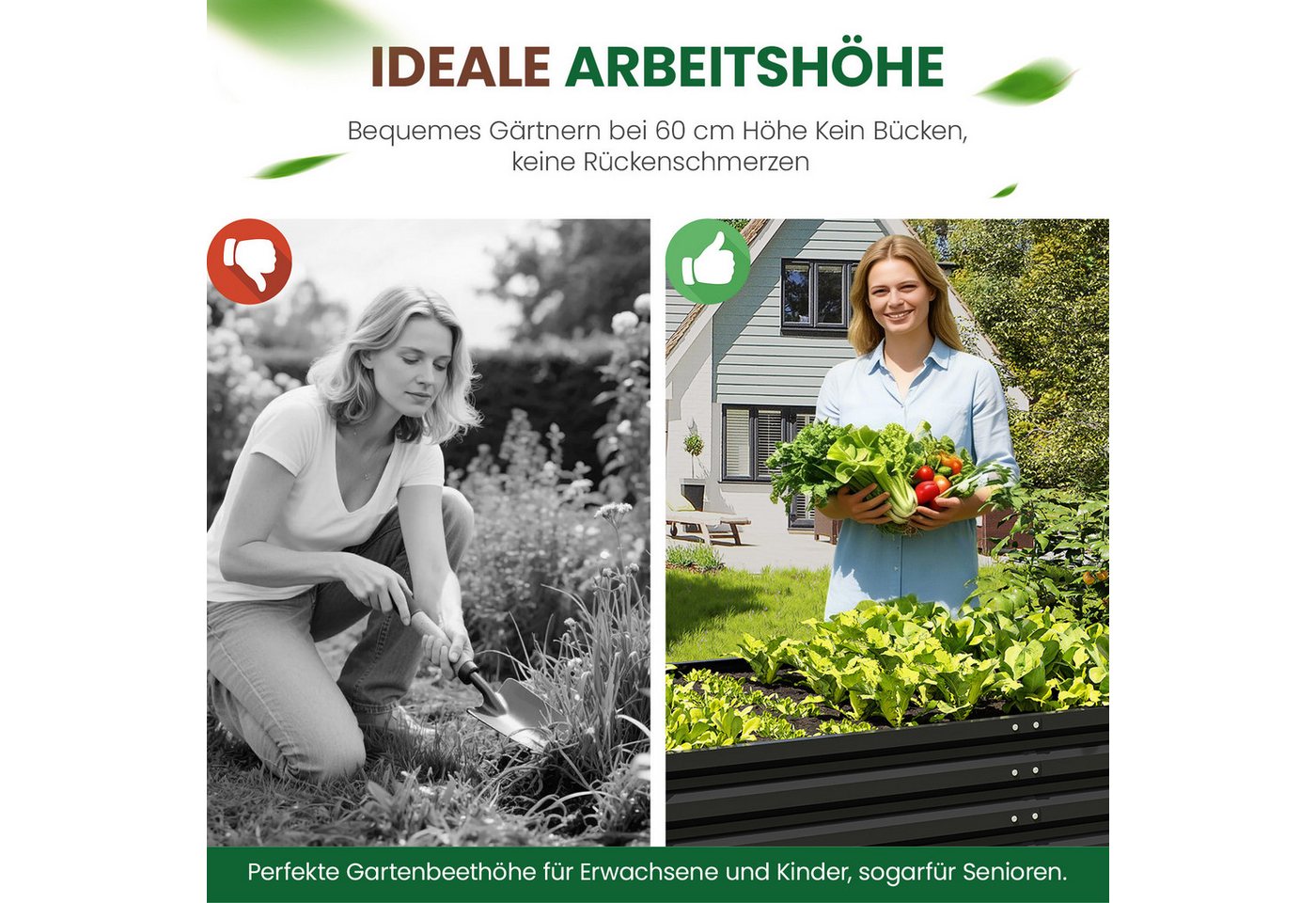 UDPATIO Hochbeet Metall, Zink-Aluminium Freistehendes Hochbeete für Garten und Balkon (2 St), 960 L Pflanzkasten für Garten, 180 x 60 x 90 cm Bild 4