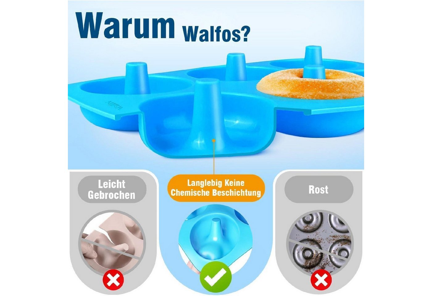 LuxusKollektion Donutform Donut Backform Silikon 3-teiliges Set Von 4-loch Groß Donut Donut