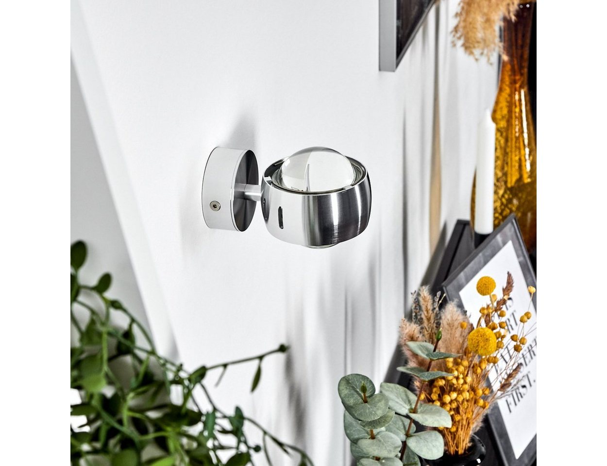 hofstein Wandleuchte »Osacca« Wandlampe halbrund, Silber, ohne Leuchtmittel, dimmbar, Wohnzimmer, in Silber aus Metall, Seitenschlitze, Lichtmuster Bild 2