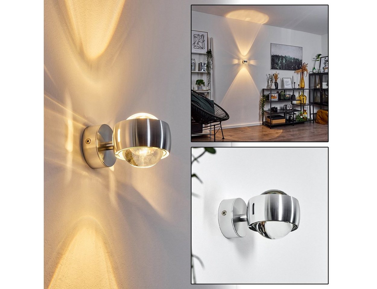 hofstein Wandleuchte »Osacca« Wandlampe halbrund, Silber, ohne Leuchtmittel, dimmbar, Wohnzimmer, in Silber aus Metall, Seitenschlitze, Lichtmuster Bild 4