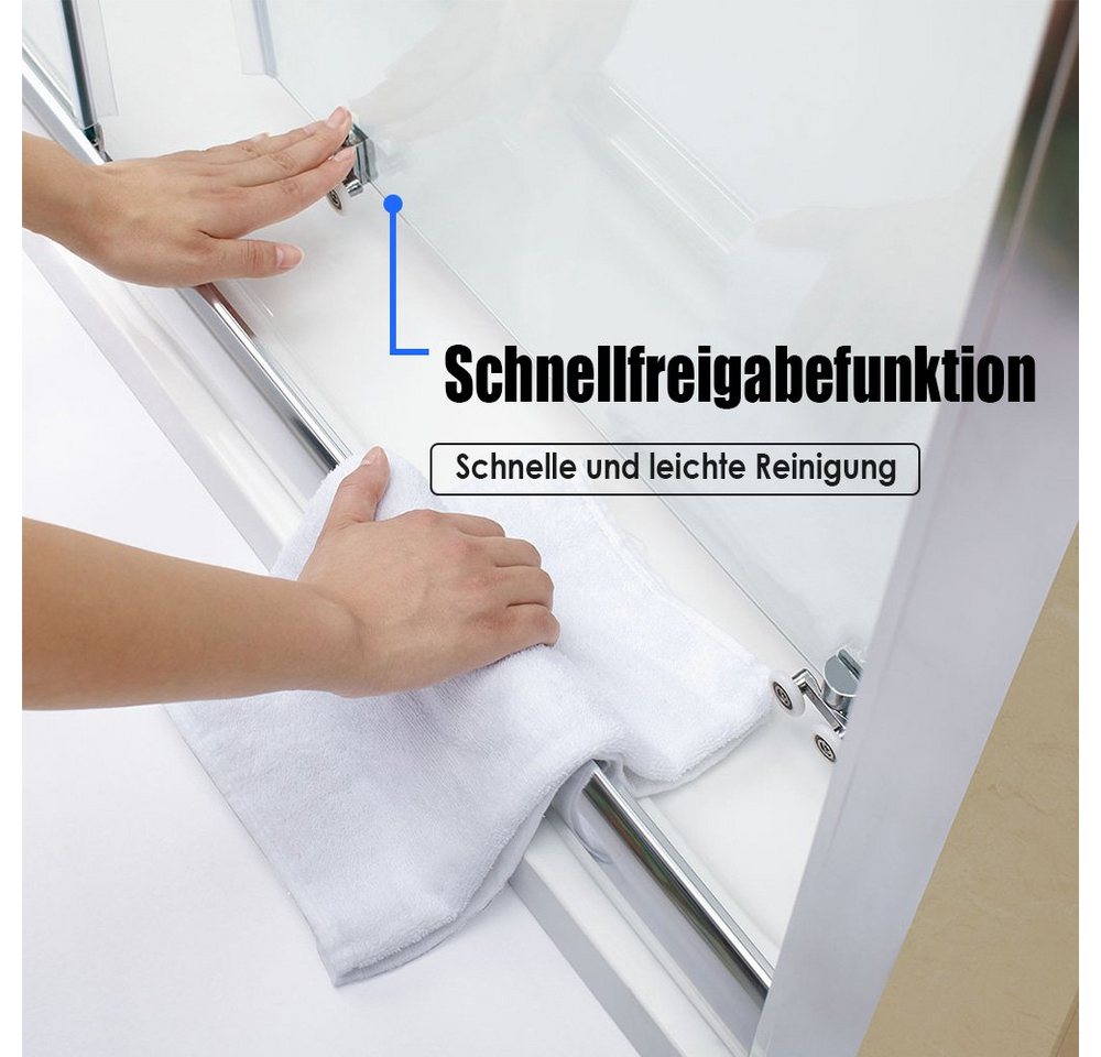 SONNI Eckdusche Duschkabinen,Eckdusche,Einzelschiebetür,100-170 x 185cm, BxT: 100x80 cm, Schnellfreigabefunktion, mit/ohne Seitenwand, ESG Bild 5