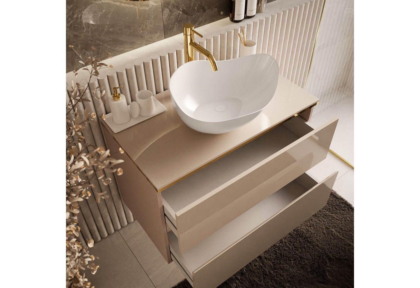 Lookway Badmöbel-Set AURORA KASCHMIR GOLD, 80x55x45 cm Bild 3