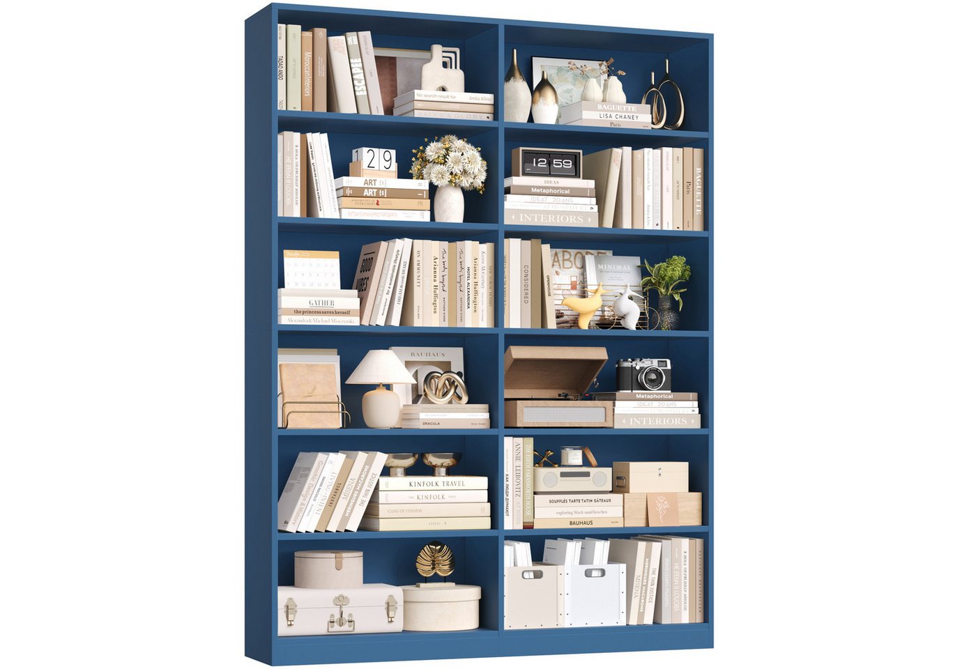 Homfa Bücherregal 188,7cm Standregal Büroregal Raumteiler, mit 12 Fächern, Holz, 120x30x188,7cm, Blau