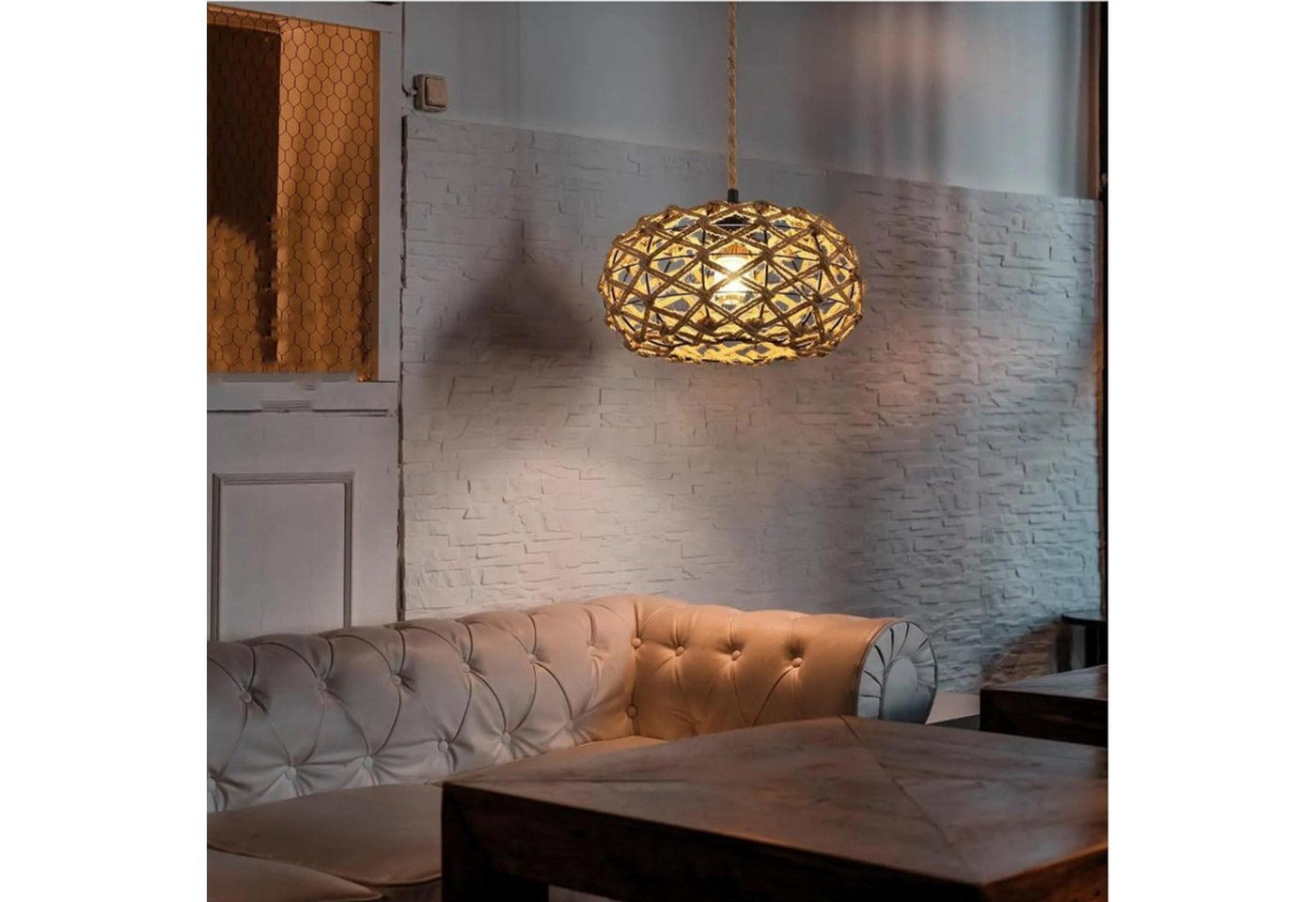 Riserva Hängeleuchte Hängelampe Rattan Ø31 cm, E27, Boho, 1 m Kabel, ohne Leuchtmittel Bild 4