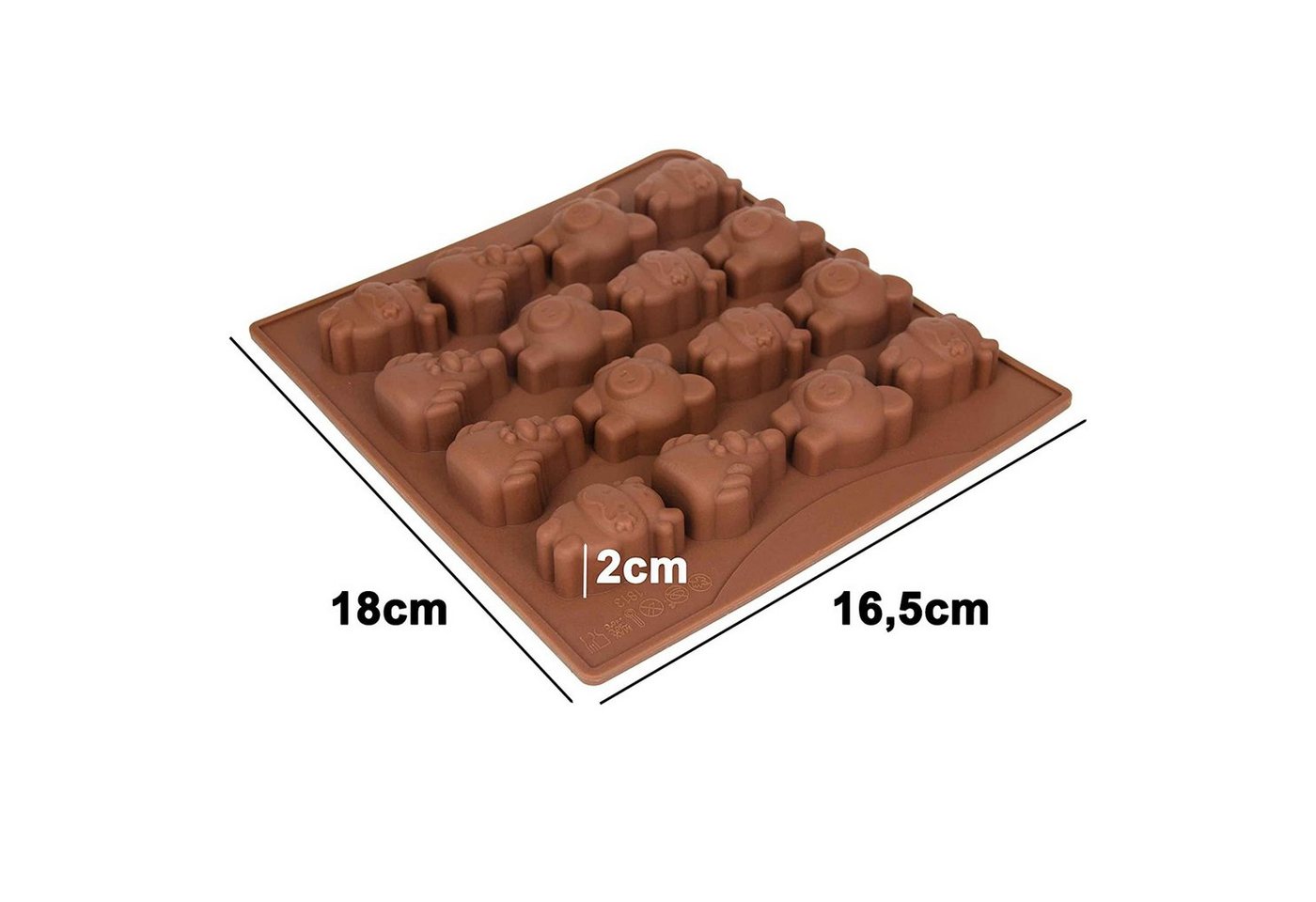 wisefood Silikonform 2-tlg., Silikonform Tiere - braun 18x16,5x2cm -, (2-tlg)