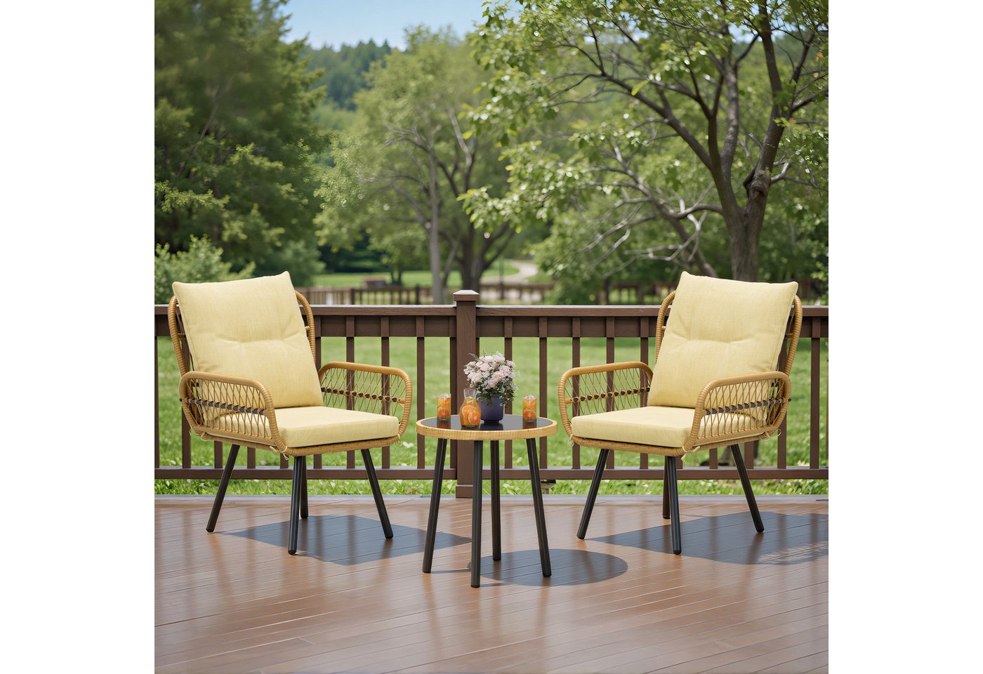 Bealife Balkonset Gartenlounge-Set, (3-tlg), 1 Tisch und 2 Stühle