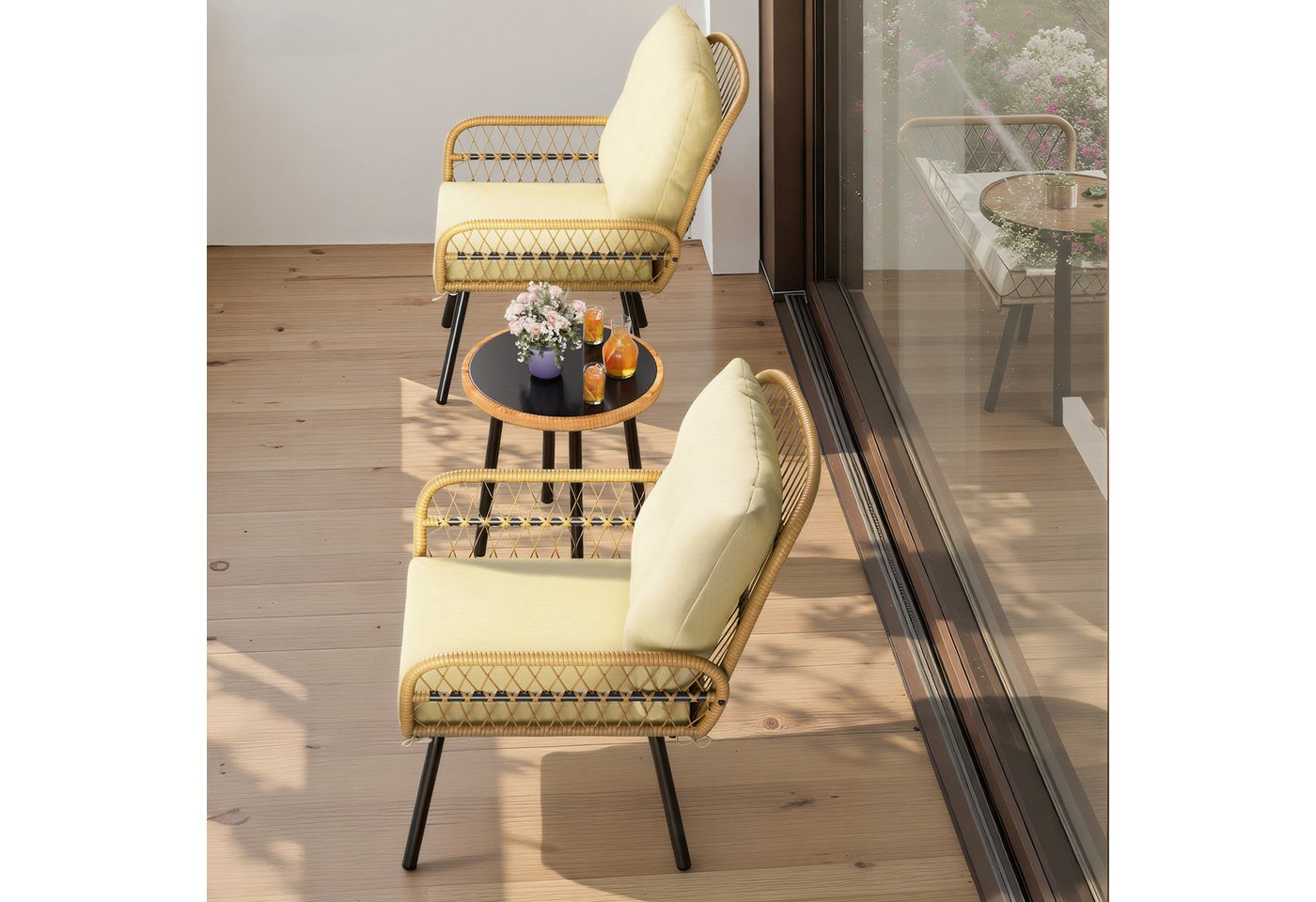 Bealife Balkonset Gartenlounge-Set, (3-tlg), 1 Tisch und 2 Stühle Bild 2