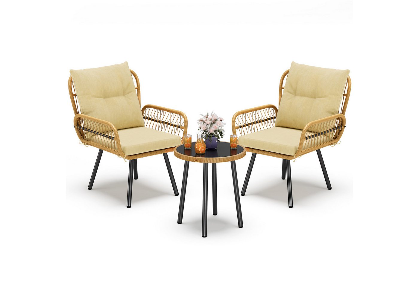 Bealife Balkonset Gartenlounge-Set, (3-tlg), 1 Tisch und 2 Stühle Bild 3