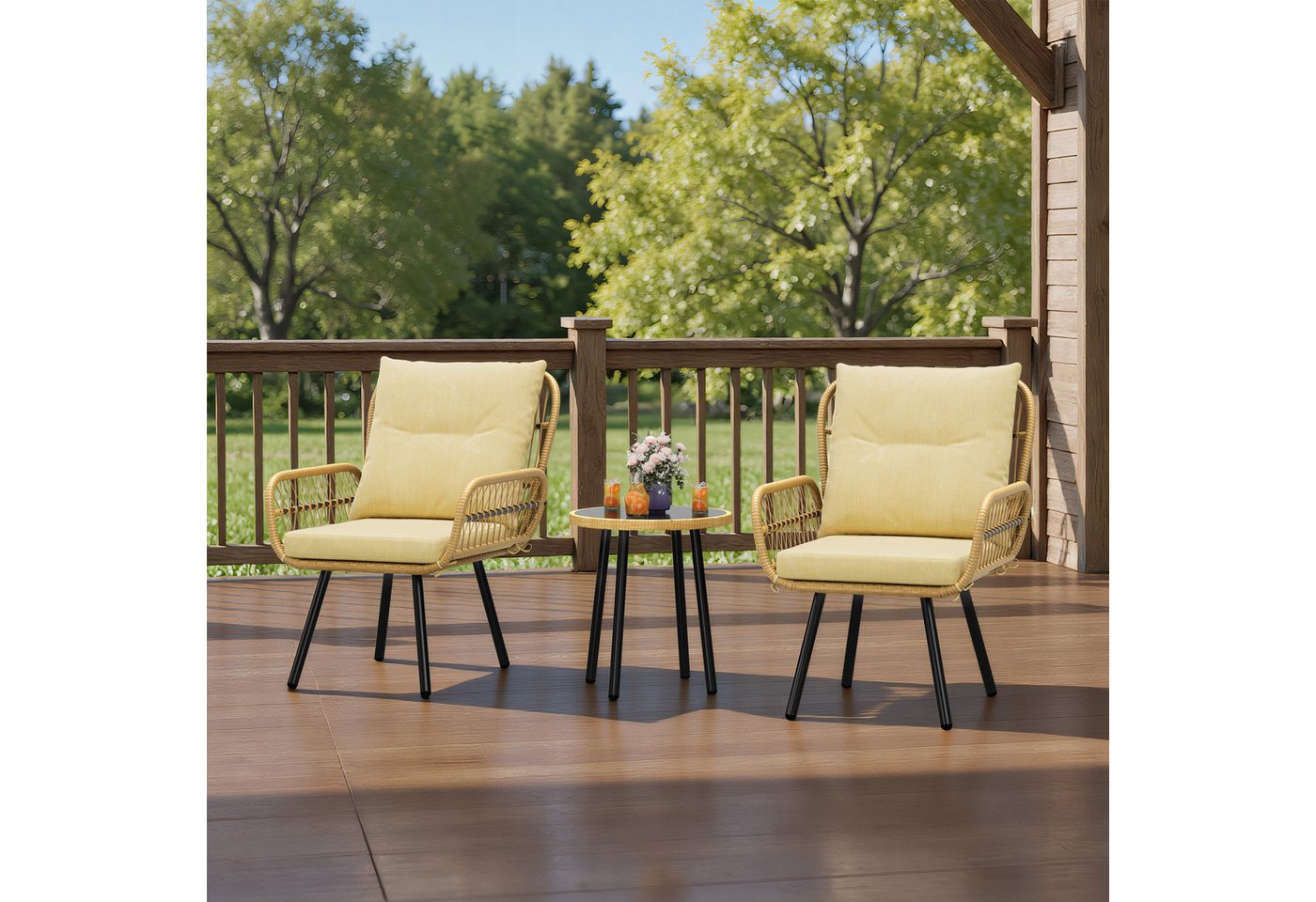 Bealife Balkonset Gartenlounge-Set, (3-tlg), 1 Tisch und 2 Stühle Bild 4