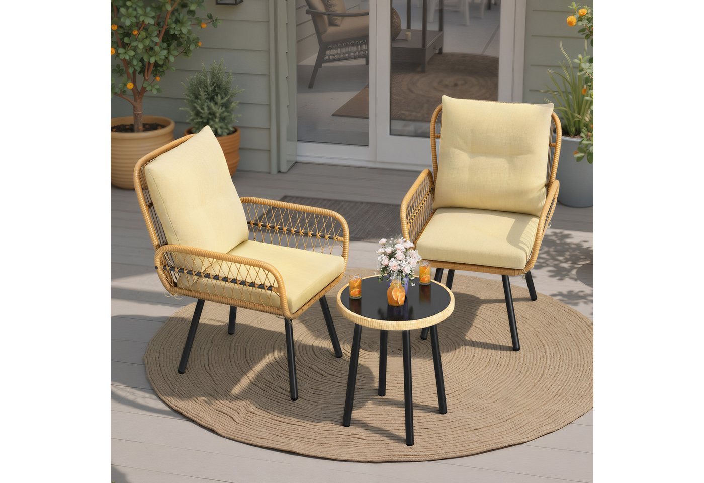 Bealife Balkonset Gartenlounge-Set, (3-tlg), 1 Tisch und 2 Stühle Bild 5