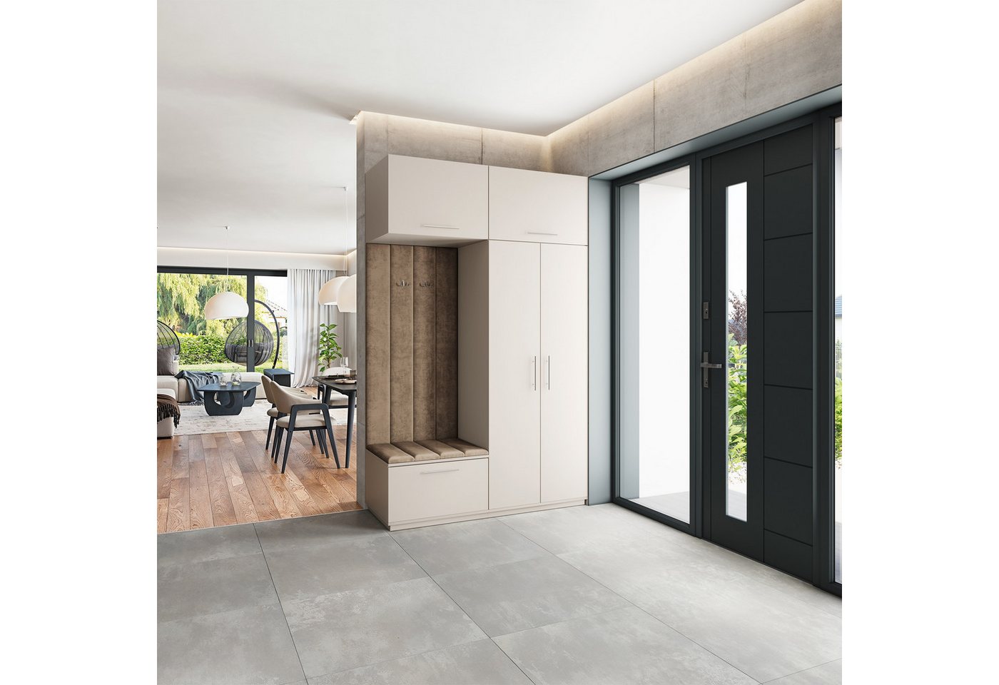 Masseno Garderobenschrank REMA 150 x 240 cm Garderoben-Set mit 2 Türen Kaschmir Bild 5