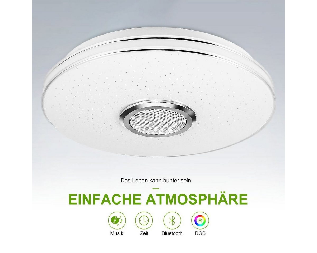 oyajia Deckenleuchte LED Deckenlampe, mit Bluetooth Lautsprecher, RGB, Fernbedienung, APP, LED fest integriert, RGB, Tageslichtweiß, LED Deckenleuchte,Ø 30cm,für Badezimmer Schlafzimmer Wohnzimmer Bild 2