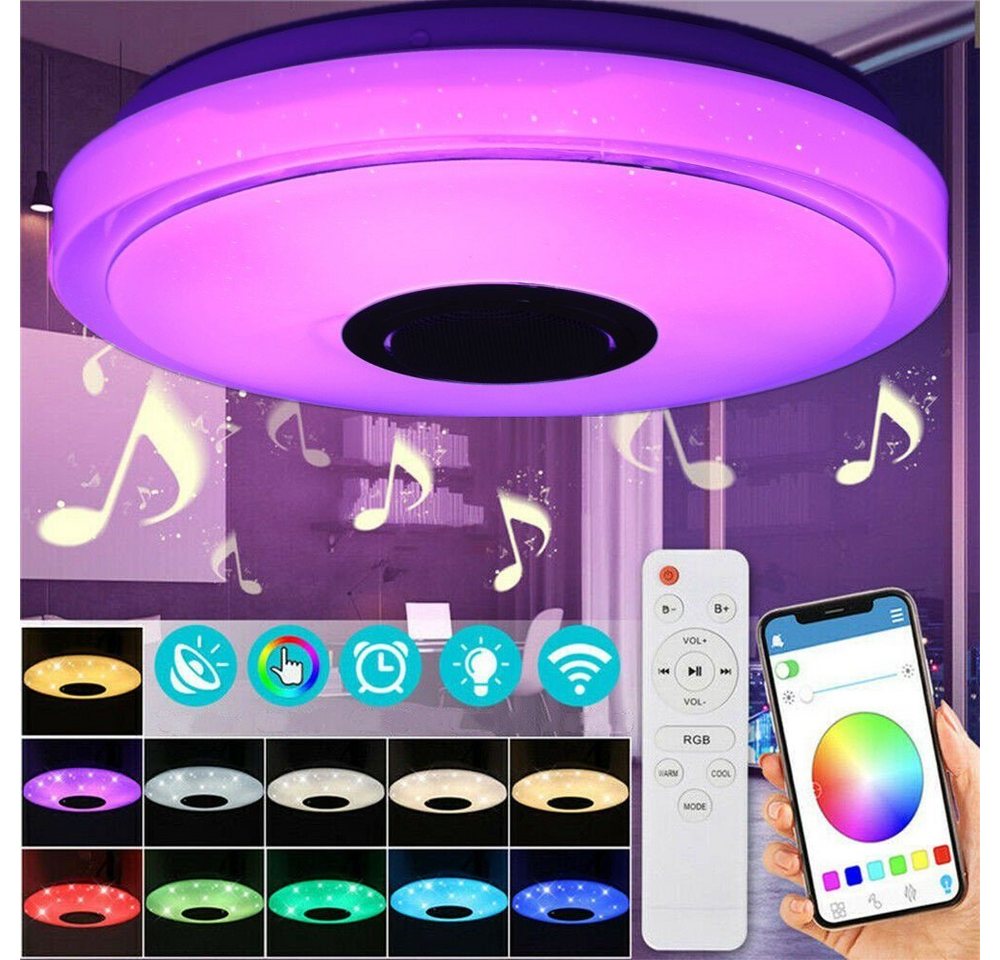 oyajia Deckenleuchte LED Deckenlampe, mit Bluetooth Lautsprecher, RGB, Fernbedienung, APP, LED fest integriert, RGB, Tageslichtweiß, LED Deckenleuchte,Ø 30cm,für Badezimmer Schlafzimmer Wohnzimmer Bild 5
