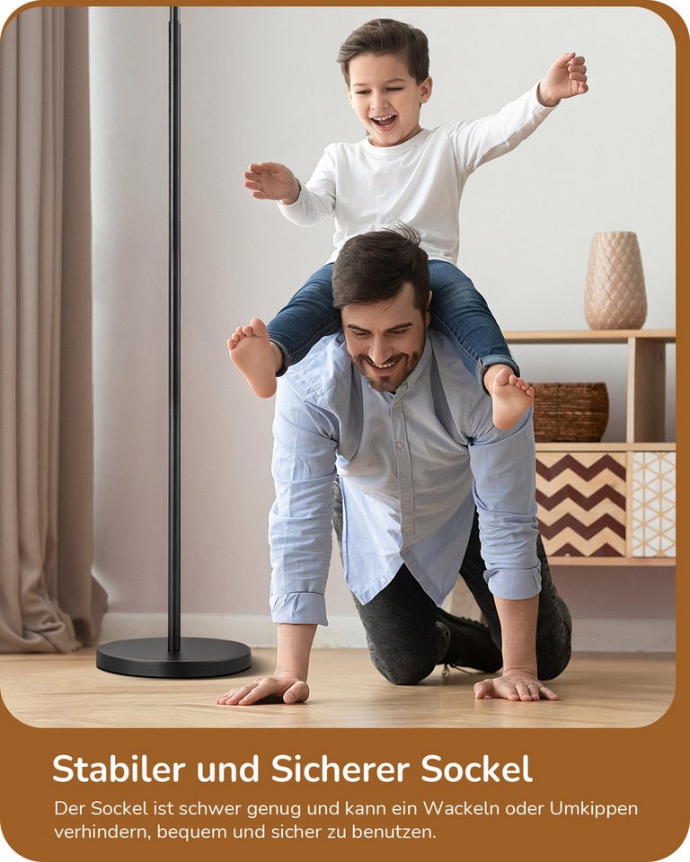 EDISHINE Stehlampe Wohnzimmer, mit E27 LED-Glühbirne, warmweiß, 161cm Bogenlampe mit verstellbarem Leinen-Lampenschirm, Schwarz Bild 2