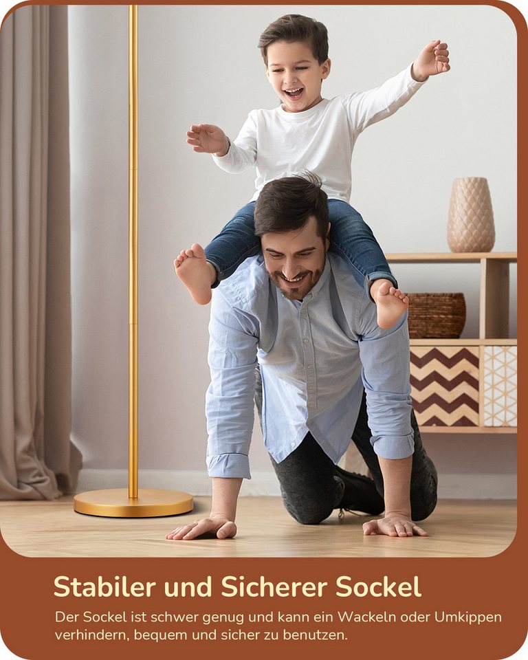 EDISHINE Stehlampe Wohnzimmer, mit E27 LED-Glühbirne, warmweiß, 161cm Bogenlampe mit Leinen-Lampenschirm, Gold Bild 3