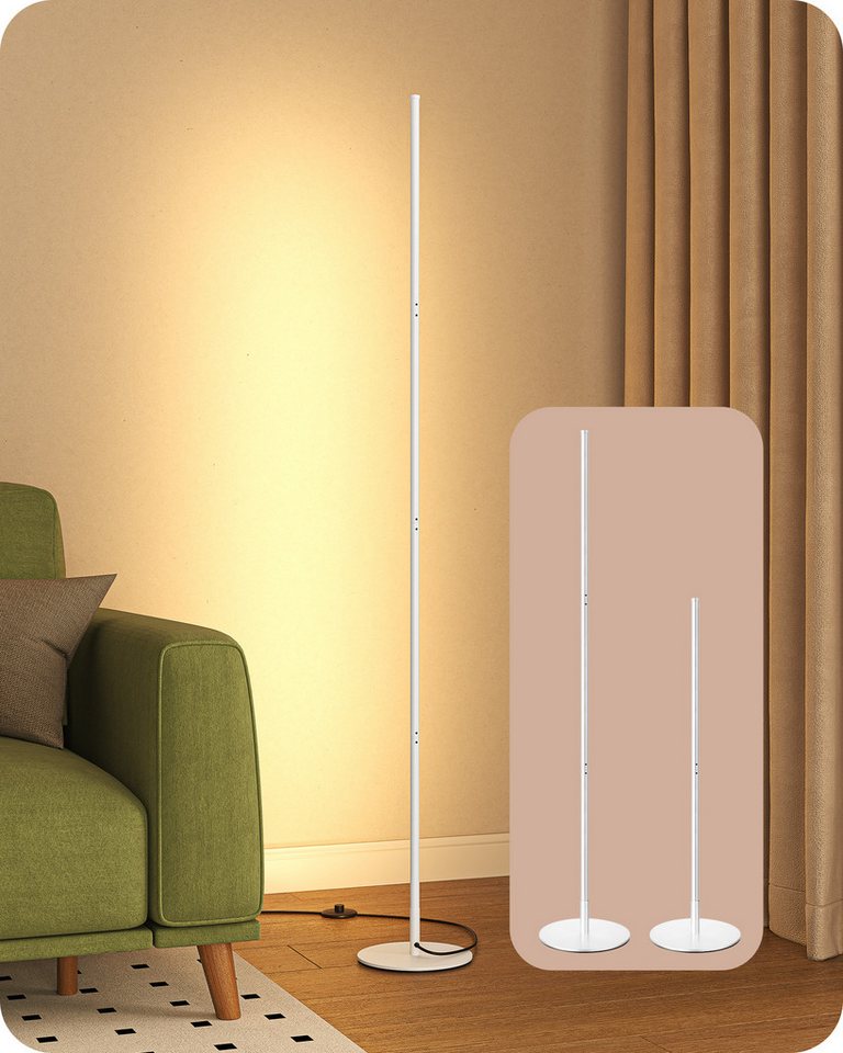 EDISHINE LED Stehlampe Wohnzimmer dimmbar, LED fest integriert, warmweiß, Minimalistische Stehleuchte, Weiß Bild 2