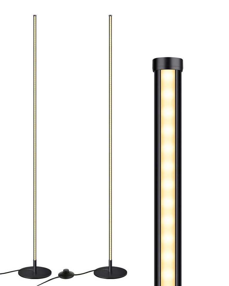 EDISHINE LED Stehlampe Wohnzimmer dimmbar, LED fest integriert, warmweiß, Minimalistische Stehleuchte, Schwarz Bild 2