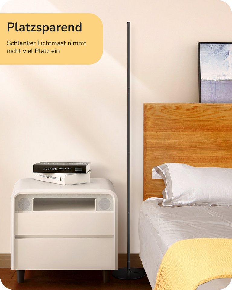 EDISHINE LED Stehlampe Wohnzimmer dimmbar, LED fest integriert, warmweiß, Minimalistische Stehleuchte, Schwarz Bild 4