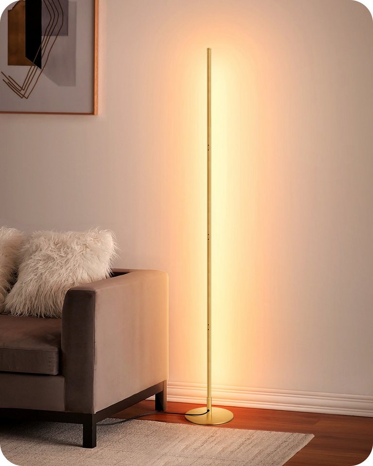 EDISHINE LED Stehlampe Wohnzimmer dimmbar, LED fest integriert, warmweiß, Minimalistische Stehleuchte, Gold Bild 3