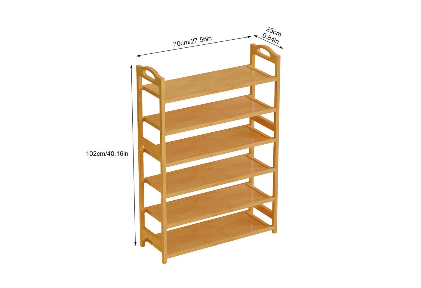 JEOBEST Schuhregal Bambus Schuhständer, Schuhregal Schuhablage, Schuh-Organizer, 6 Ebenen, Platzsparend,Regal für Schuhe, Pflanzen, Bücher