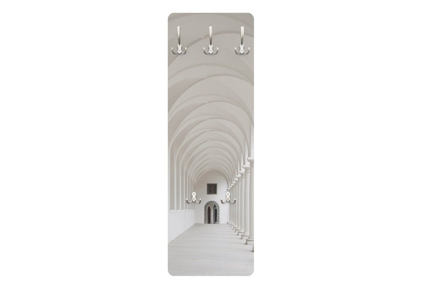 Bilderdepot24 Garderobenpaneel Design 3D-Optik Städte Skyline Arkaden (ausgefallenes Flur Wandpaneel mit Garderobenhaken Kleiderhaken hängend), moderne Wandgarderobe - Flurgarderobe im schmalen Hakenpaneel Design Bild 2