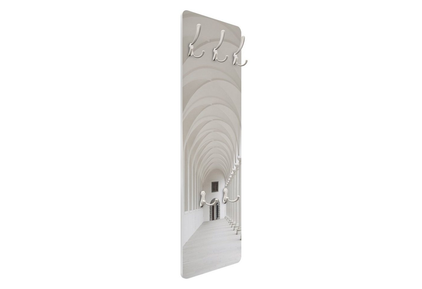 Bilderdepot24 Garderobenpaneel Design 3D-Optik Städte Skyline Arkaden (ausgefallenes Flur Wandpaneel mit Garderobenhaken Kleiderhaken hängend), moderne Wandgarderobe - Flurgarderobe im schmalen Hakenpaneel Design Bild 5