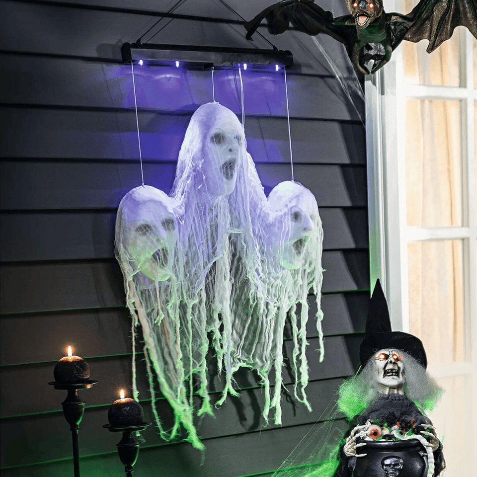 Home-trends24.de LED Dekofigur Geist Hänger Halloween Deko Gruselsound mit Bewegung