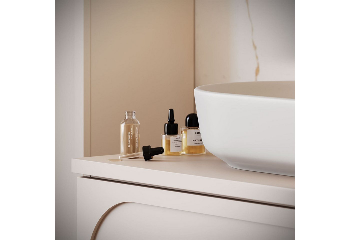 Lookway Badmöbel-Set IVORY 80 cm mit Soft-Close & Waschbecken, (Badezimmer-Set mit wählbarem Spiegel, Becken und Armatur), Breite: 80 cm, Tiefe: 46cm, Höhe: 57 cm Bild 5