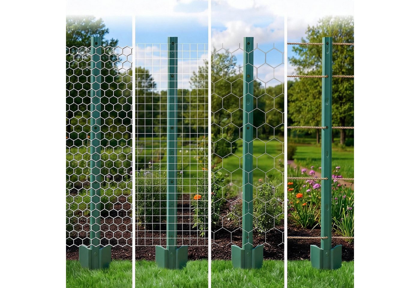 GarveeMore Zaunpfosten 10 Stück Metall Zaunpfosten Mit Ankerplatten Zaunpfähle Für Garten Hof