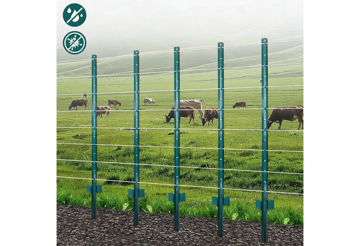 GarveeMore Zaunpfosten 10 Stück Metall Zaunpfosten Mit Ankerplatten Zaunpfähle Für Garten Hof Bild 2
