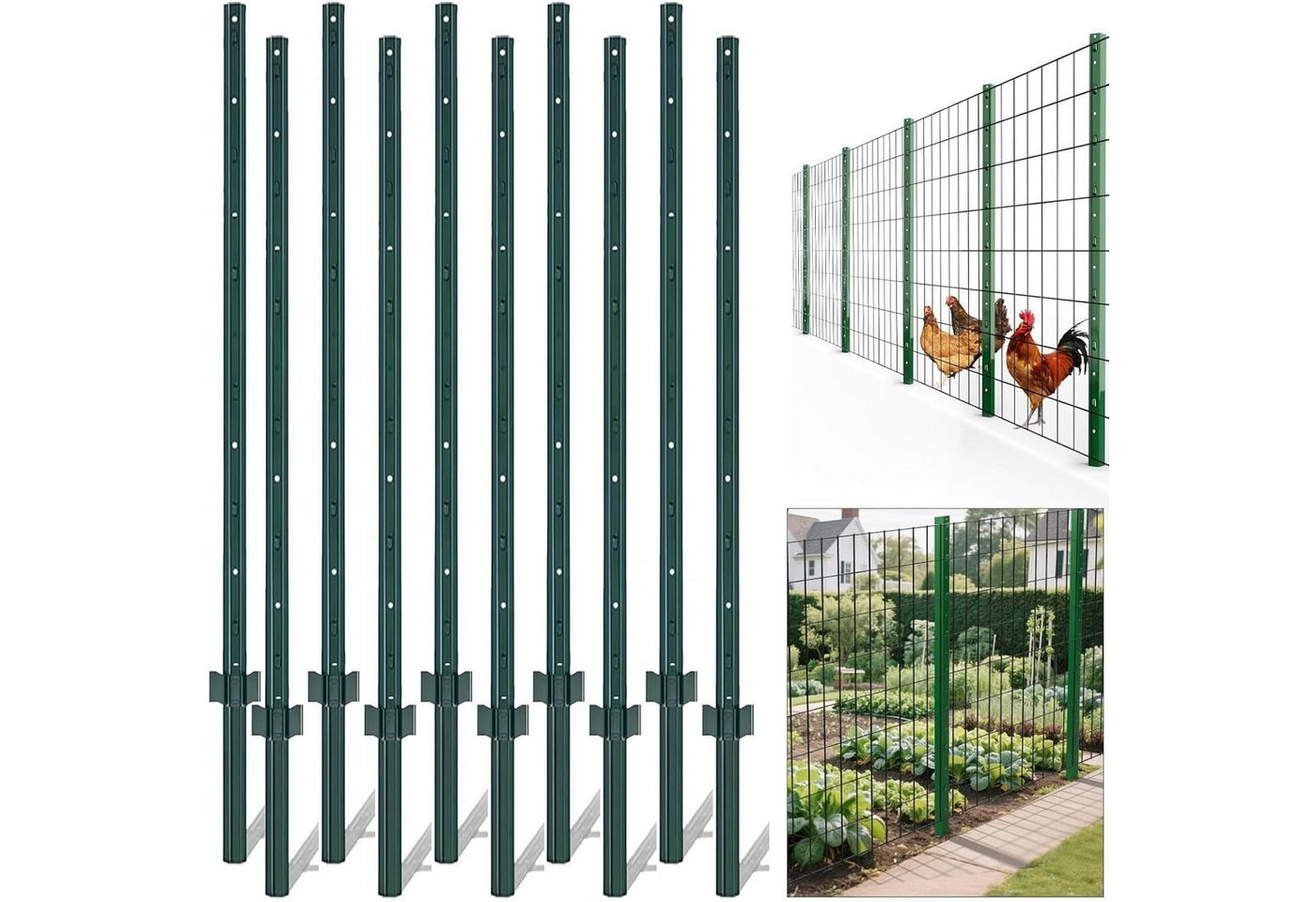 GarveeMore Zaunpfosten 10 Stück Metall Zaunpfosten Mit Ankerplatten Zaunpfähle Für Garten Hof Bild 5