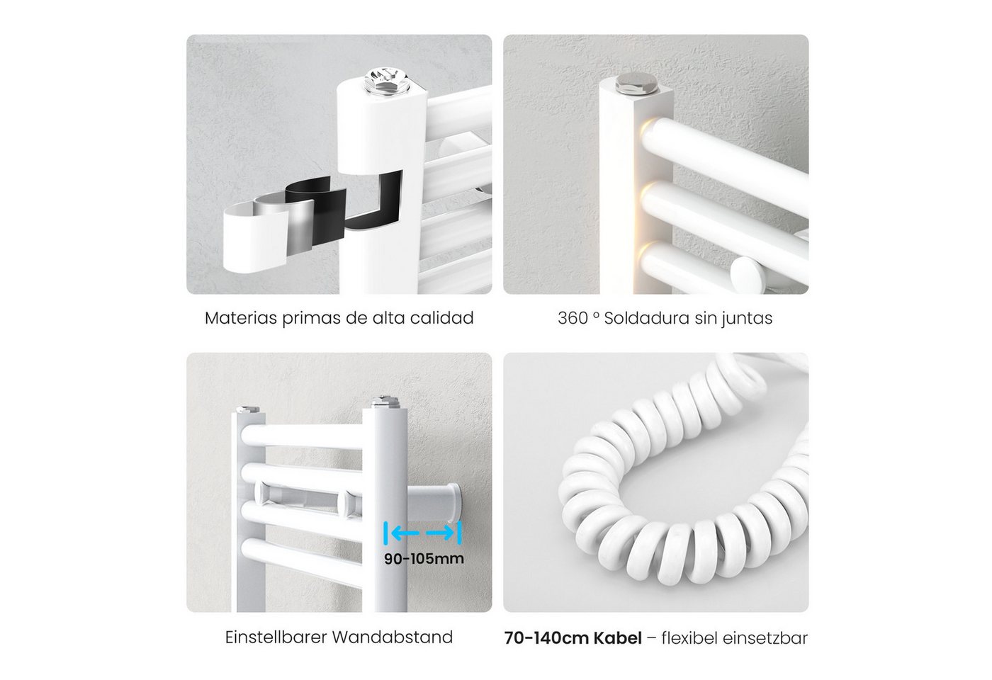 MEYKOERS Elektrischer Badheizkörper Handtuchheizkörper mit Smart WiFi Thermostat Heizstab, 500W/600W, Höhe: 120 cm, Intelligente Steuerung, 4 Modi und Smartes Heizen Bild 3