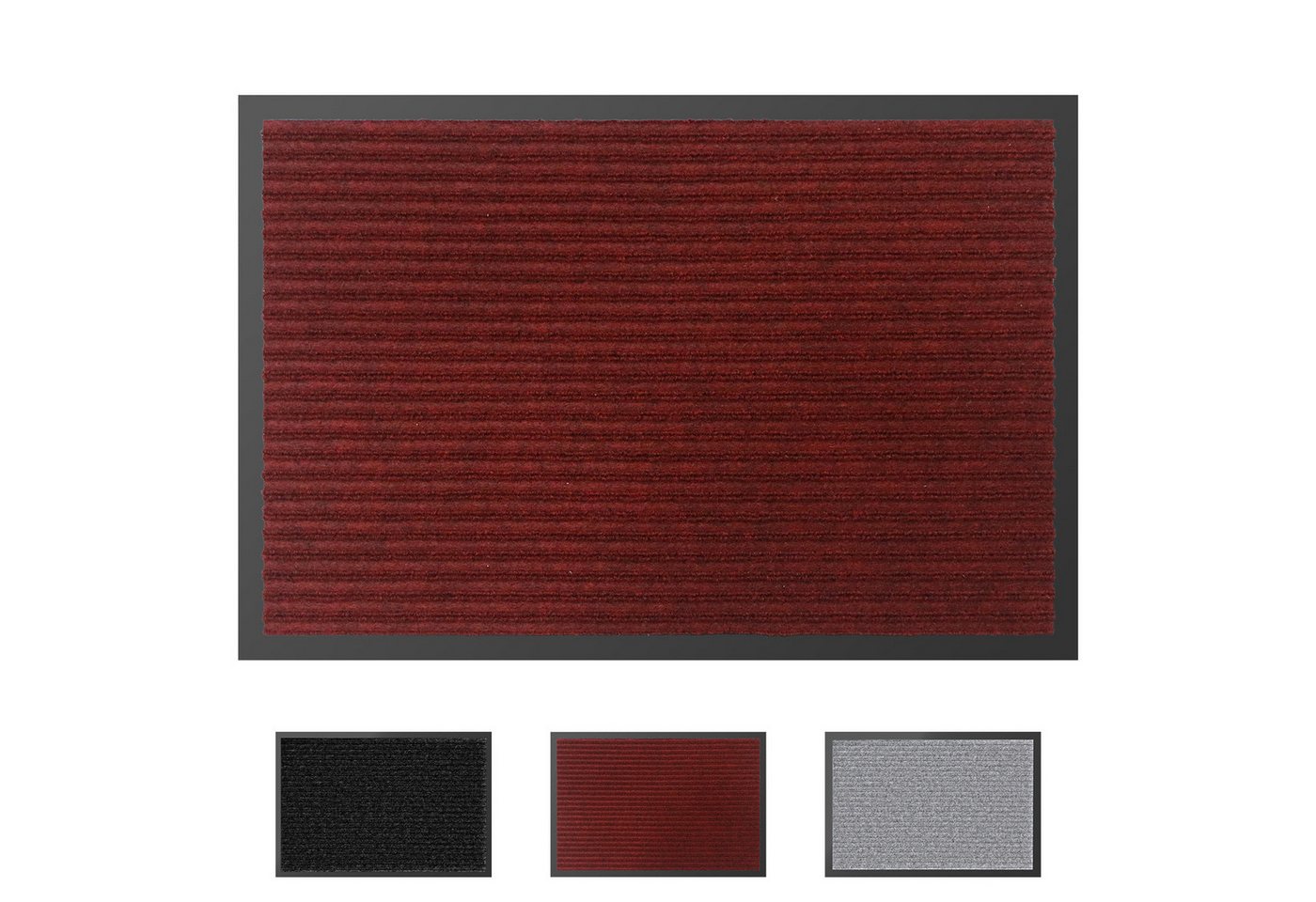 SunJas Fußmatte rutschfest schmutzfangmatten für innenfür Innen & Außen, Rechteckig, Höhe: 6 mm, gestreifte Fußmatte mit Gummirand für Haustür, Terrasse Bild 2