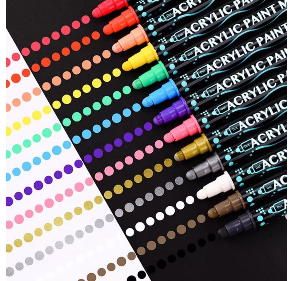 FANNOU Lackmarker Acrylstifte Dual-Tip Brush, zum Bemalen & Basteln, Geschenkidee, (25-tlg), Wasserbasierte Acrylmarker in leuchtenden Mischfarben Bild 3