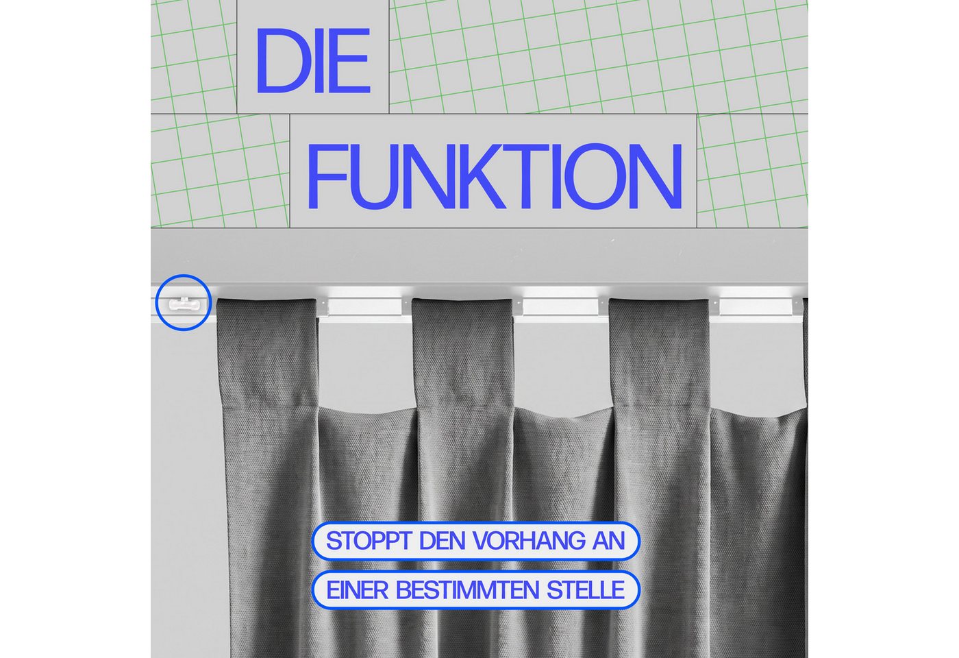 Bestlivings Feststeller Gardinenstopper, Gardinenschienen, Innenlaufschienen, (18-St), Zwischenfeststeller, Kunststoff, für gängige Schienensysteme geeignet Bild 5