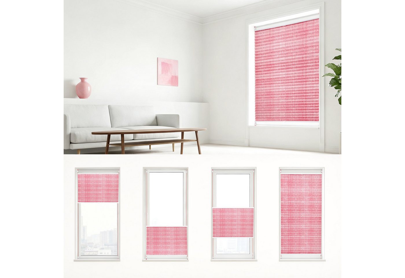 Sekey Plissee Plissee ohne Bohren Lichtschutz Rollo Klemmfix für Fenster & Tür, blickdicht