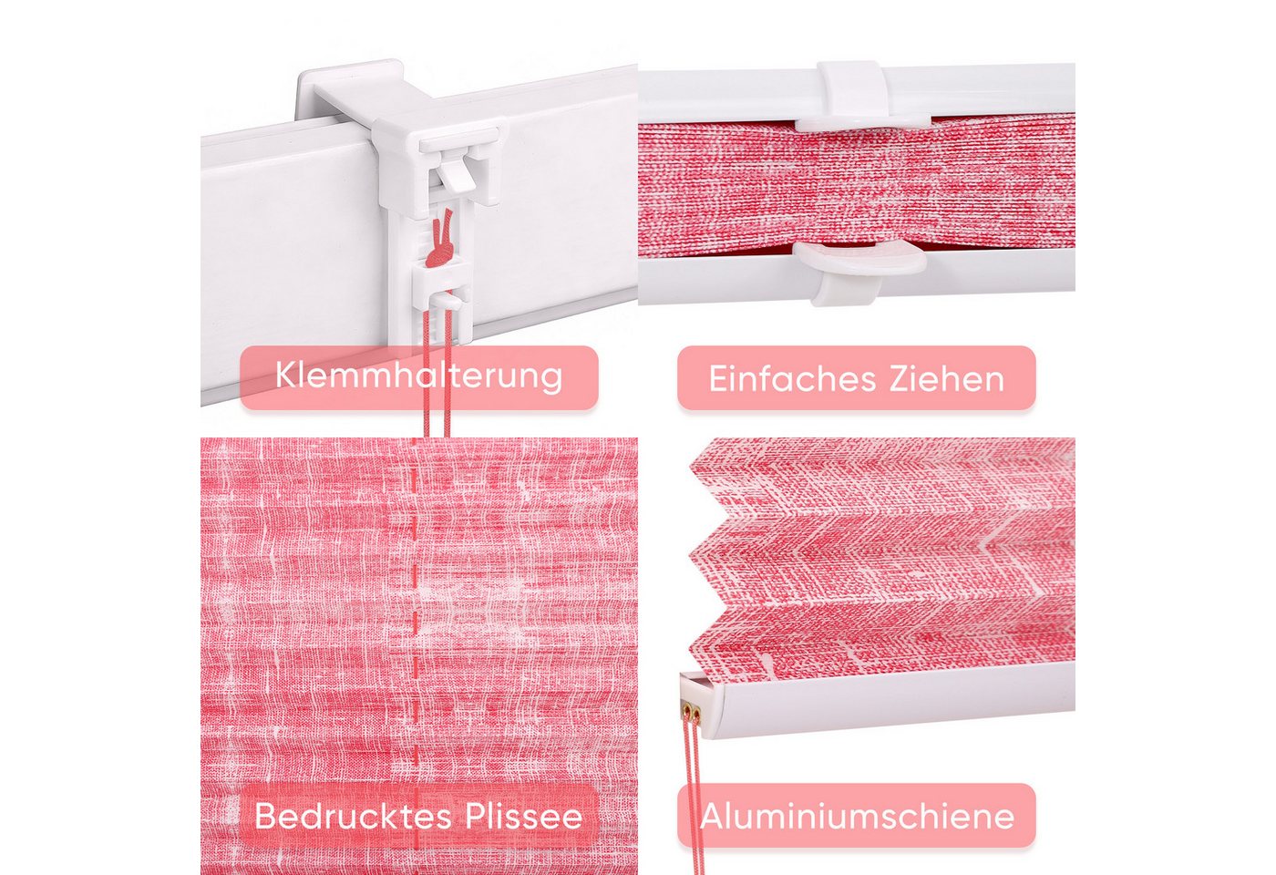 Sekey Plissee Plissee ohne Bohren Lichtschutz Rollo Klemmfix für Fenster & Tür, blickdicht Bild 4