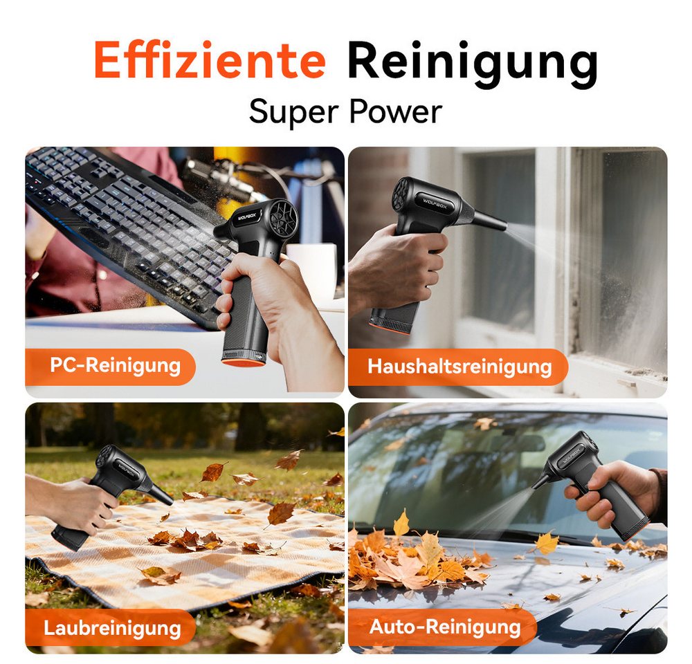 WOLFBOX Akku-Druckreiniger DF200 Akku-Druckluftreiniger, 3 Geschwindigkeiten, (1 tlg), Elektrisches Luftgebläse Bild 4