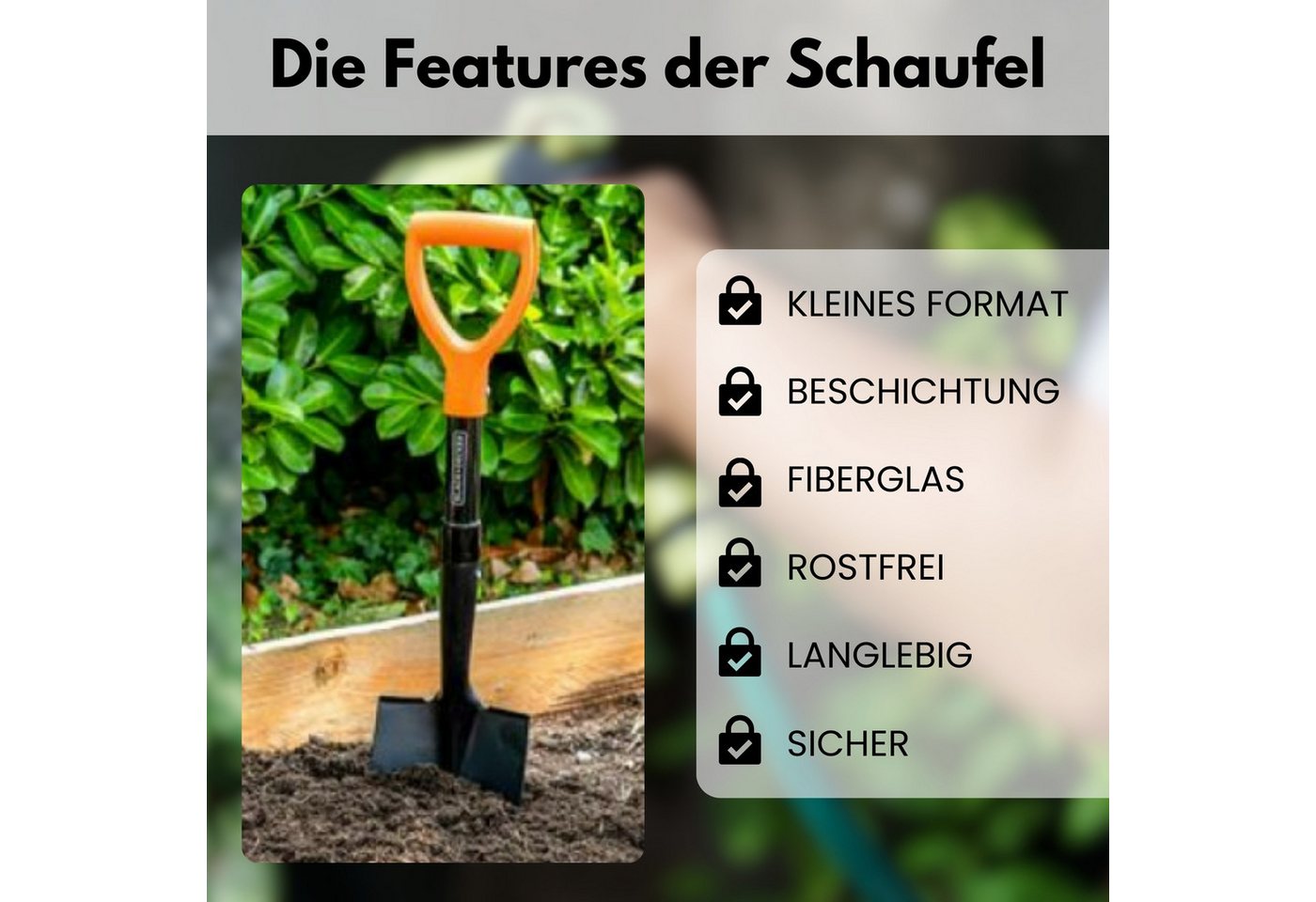 Black + Decker Schaufel BLACK+DECKER Schaufel 67cm klein Rostfrei Spaten Mini Fiberglas, Karbonstahl Fiberglas garten Bild 2