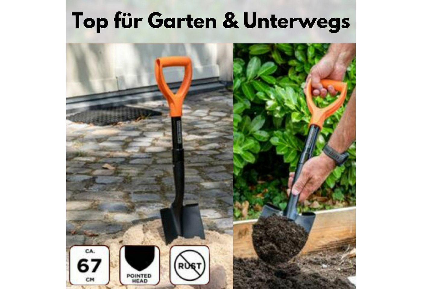 Black + Decker Schaufel BLACK+DECKER Schaufel 67cm klein Rostfrei Spaten Mini Fiberglas, Karbonstahl Fiberglas garten Bild 3