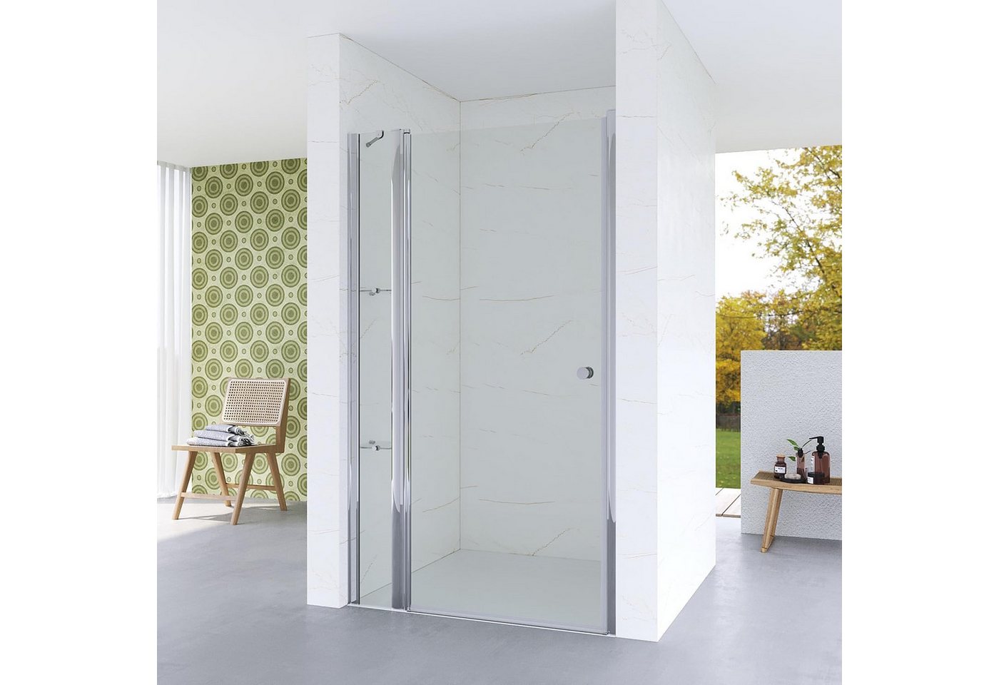 AQUABATOS Dusch-Pendeltür Nischentür Duschtür Nische Pendeltür Duschkabine Duschabtrennung Glas, 95x187 cm, 5 mm ESG Sicherheitsglas, links und rechts montierbar,Verstellbereich: bis zu 30 mm,Klarglas Bild 2