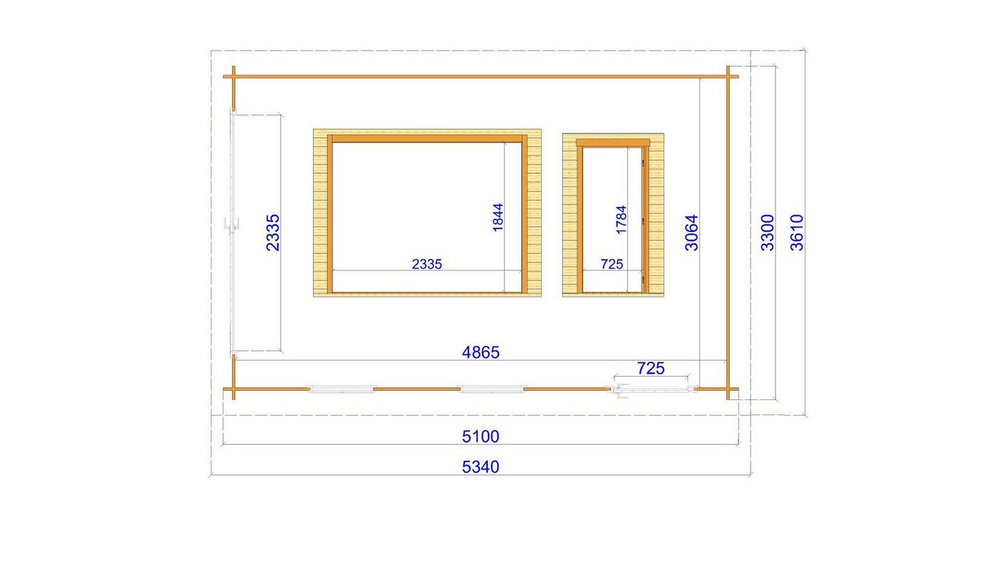 Finn Art Blockhaus Garage Flachdach Holzgarage Schweden 51 mit Holztor natur, ohne Fußboden, Einzelgarage aus Holz, mit Premium Dachbahn, mit Premiu Bild 5
