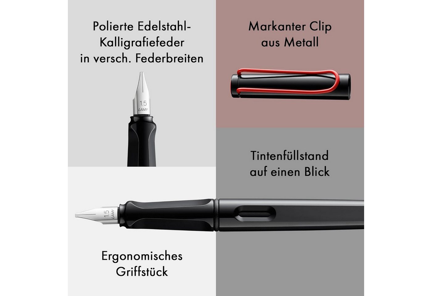LAMY Füllhalter LAMY Füller Schwarz 015 joy AL Schönschreibfüller Stärke 1,1mm Bild 2