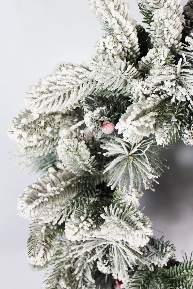 Arnusa Dekokranz Weihnachtskranz 50 cm verschneit Türkranz mit Schnee, Weihnachtsdeko mit Kunstschnee Bild 4